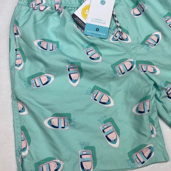 NWT SnapperRock Mint Green “Float Your Boat” Swim Trunks 11/12 years - Picture 5 of 5